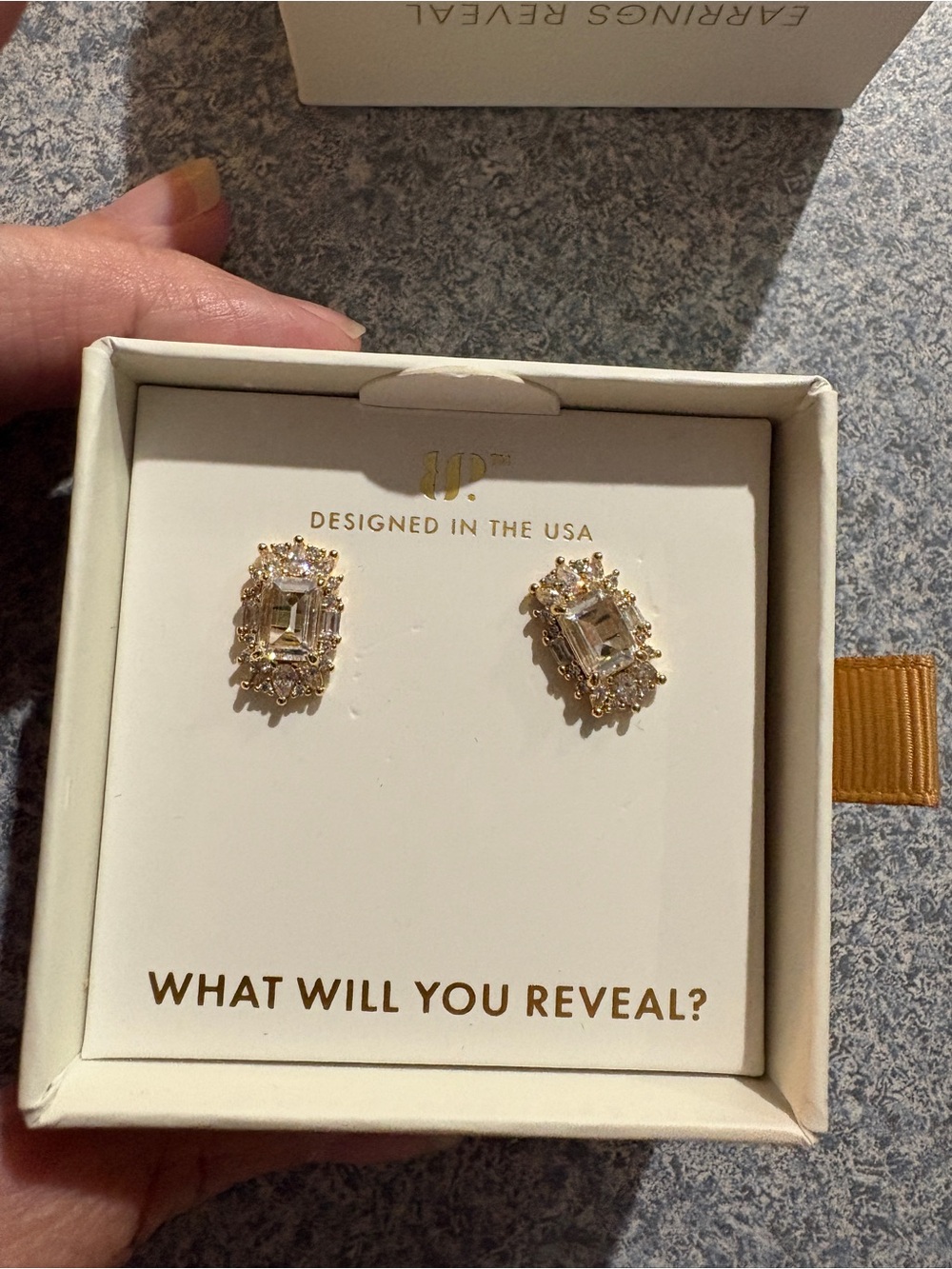 Gold-Tone Emerald-Cut Crystal Halo Stud Earrings Lumina Bomb party